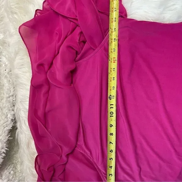 Glamour Hot pink polyester and spandex flowy sleeveless rhinestones accents SZ16 - Picture 8 of 12